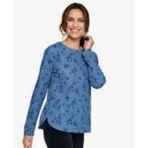 Croft & Barrow Blue Floral Long Sleeve Top